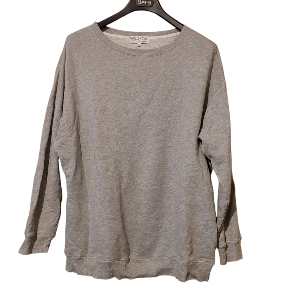 Wildfox Womens Plain Oversize Gray Pullover Sweatshirt Size Medium